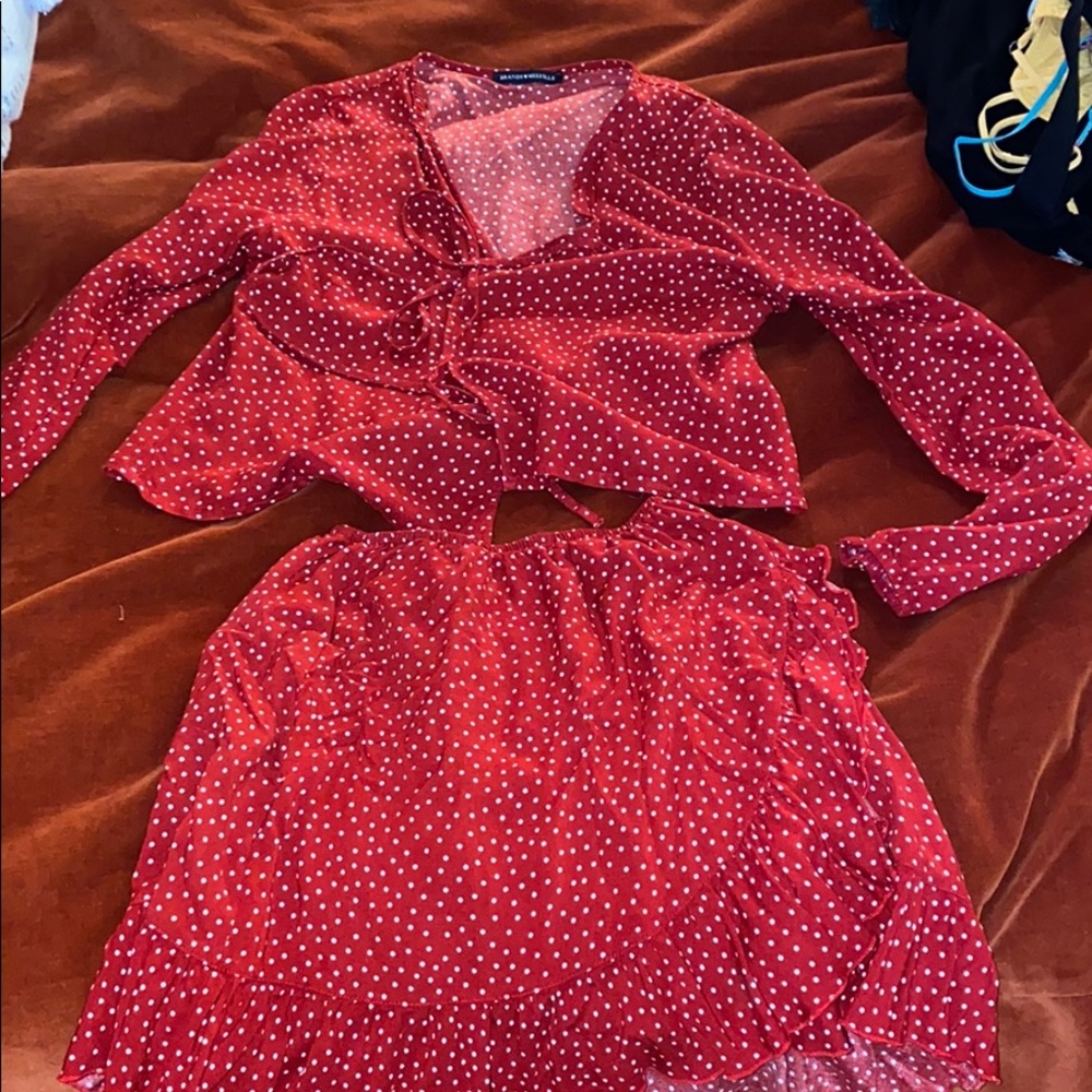 Brand Melville 2 piece long sleeve with mini skirt